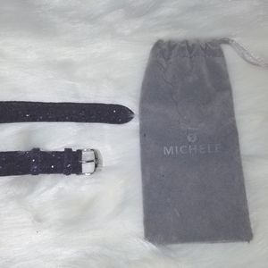 Michele 18mm Dark Purple Crystal Leather Glitter B